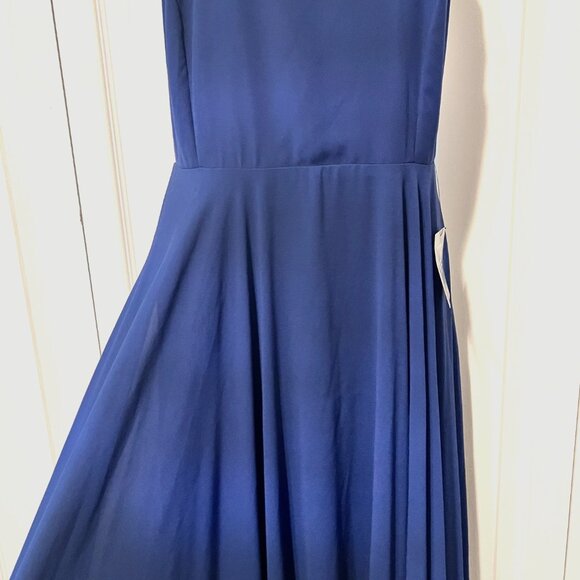 Lulus Formal Maxi Dress-NWT-Blue-Adjust. Crisscross Strap back-Sz. Med.-Lined - Picture 5 of 16